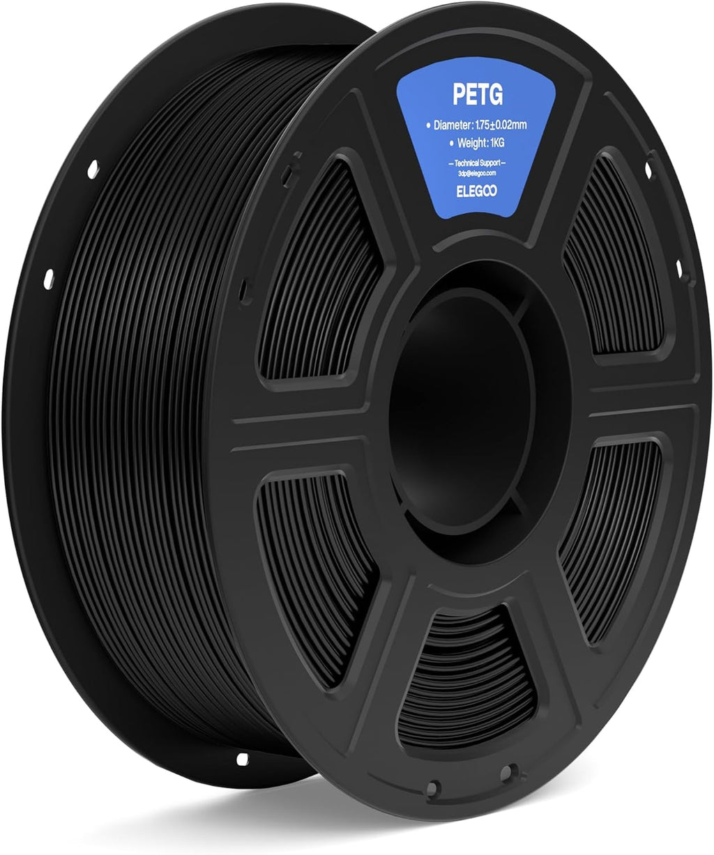 PETG 3D Printer Filament 1.75mm Black 1KG | Dimensional Accuracy +/- 0.02mm, 1kg Spool(2.2lbs), Fits for Most FDM 3D