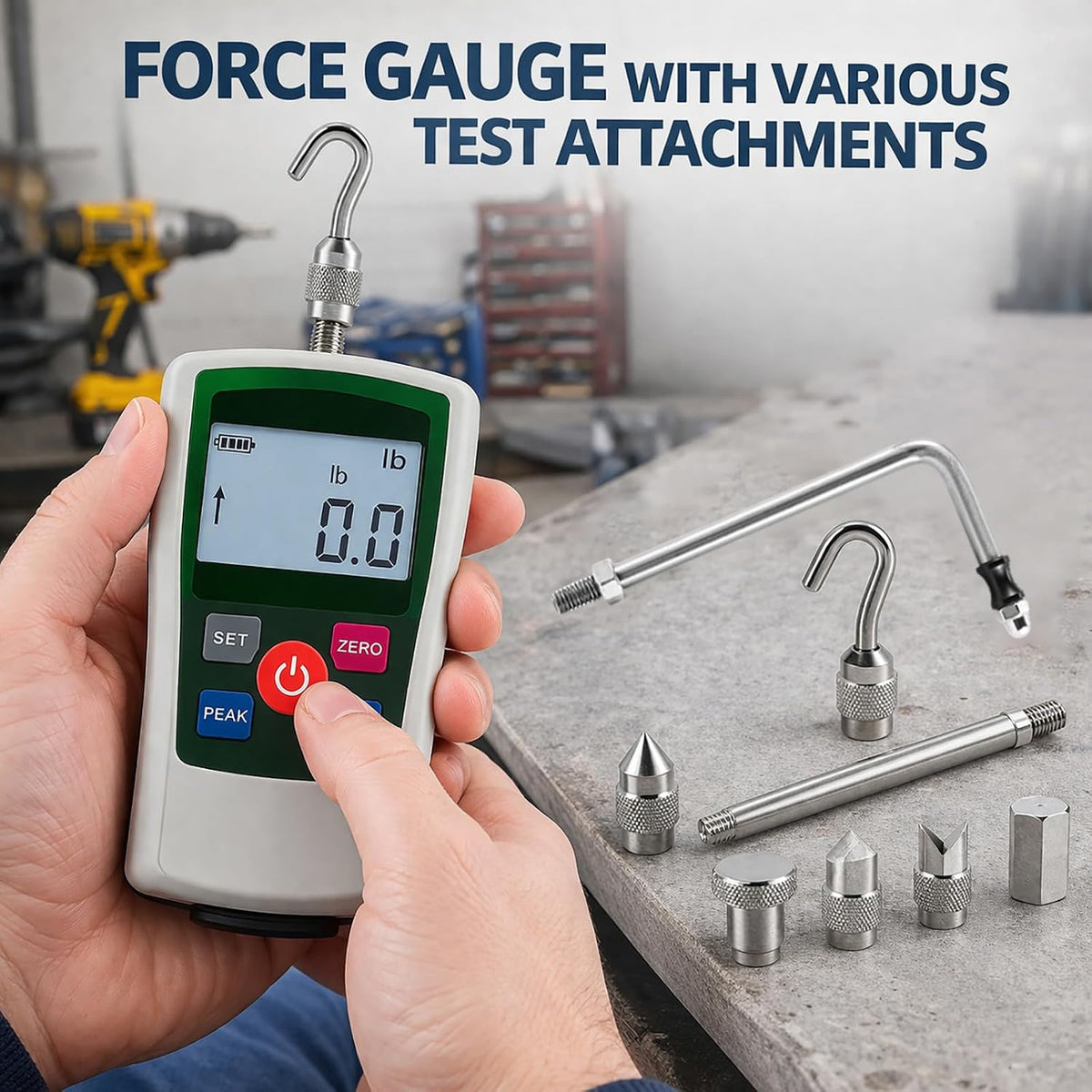 Digital Force Gauge High-Precision Push-Pull Meter for Tension & Compression Testing Units (N, kg, lb, oz) Real-Time/Peak/First Peak Modes Ideal for Quality Control & Material Testing 5N