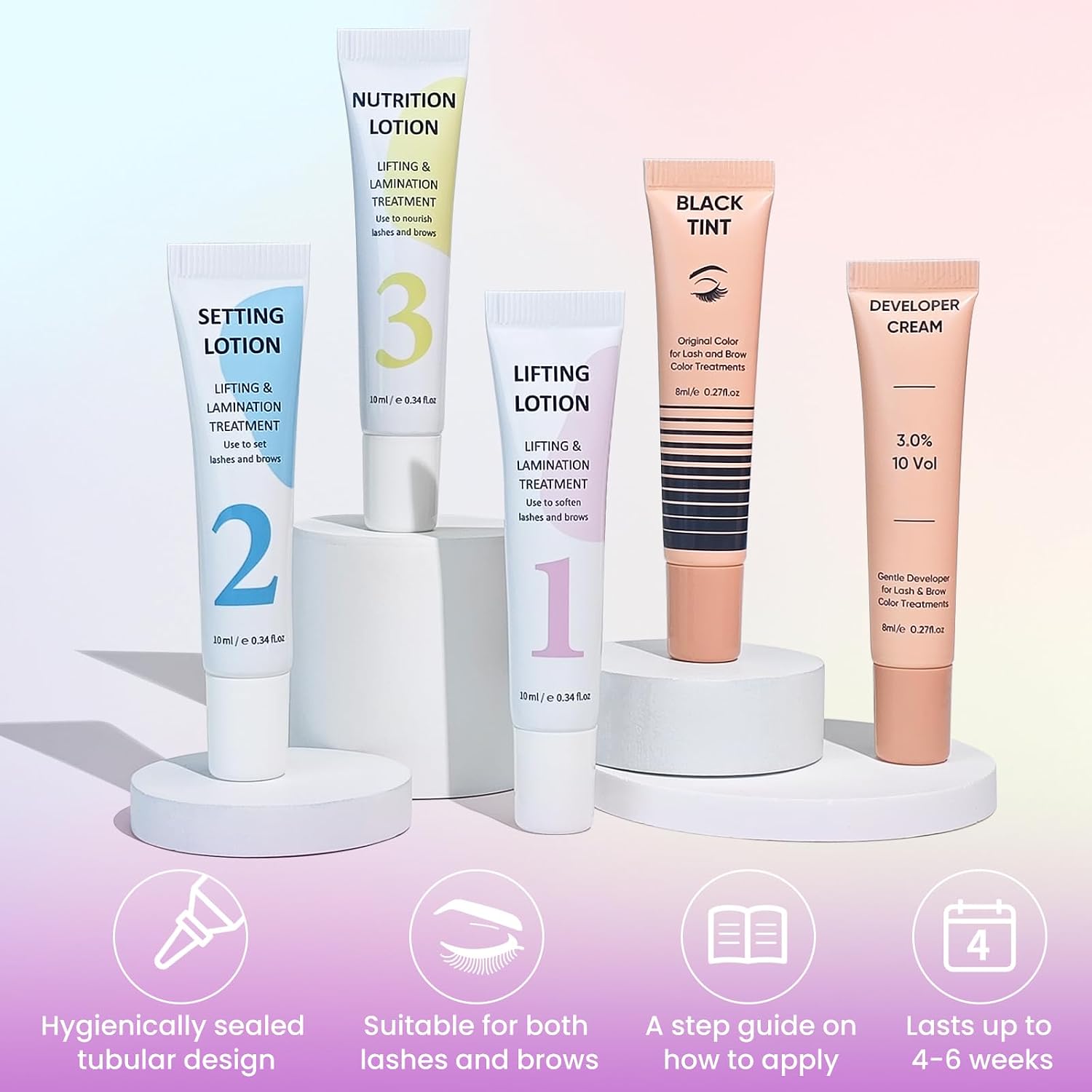 Lash Lift and Black Kit, Full Tube Design Brow Lamination Kit Salon Grade Instant Curling & Coloring With Detailed