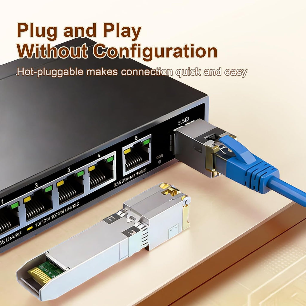 4Pack 10Gb SFP+ to RJ45 Ethernet Transceiver, 10Gbase-T Copper SFP Module