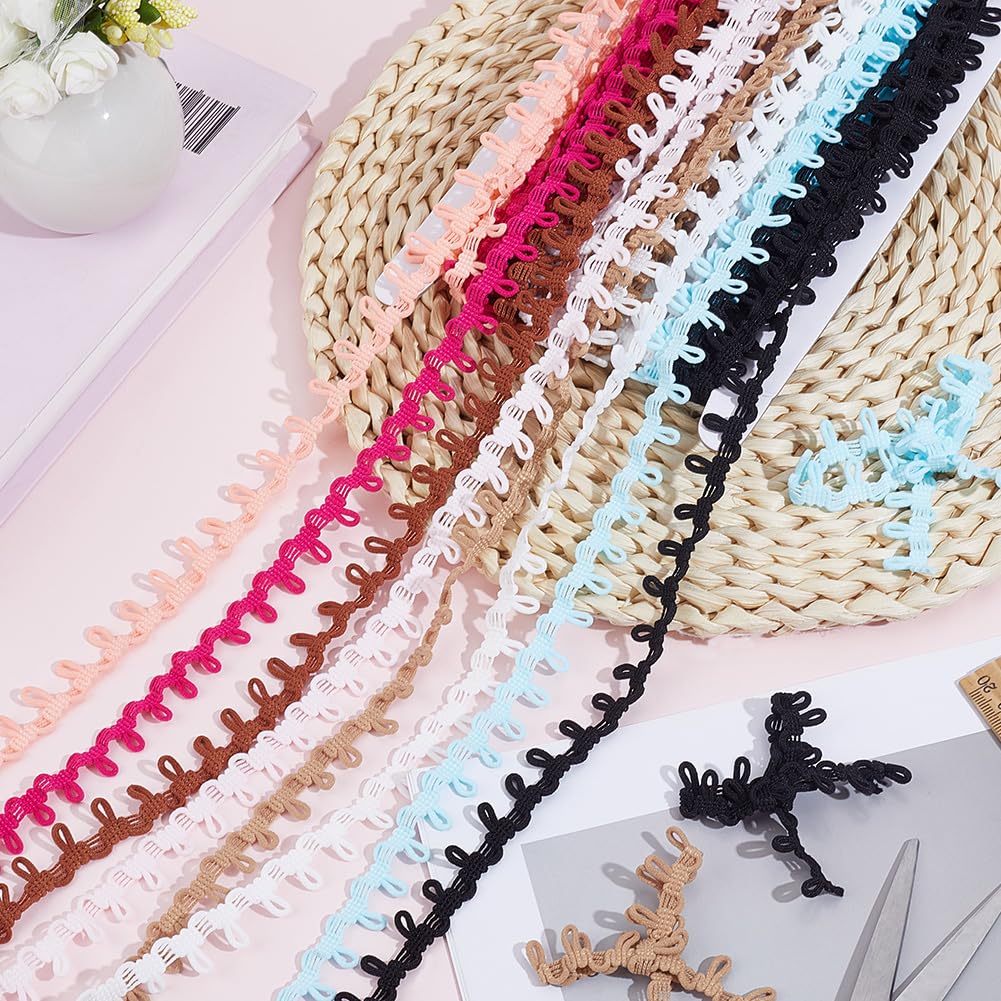 20 Yards Elastic Button Ribbon Trim Loop Braid Fringe Tassel Black White Buttonhole Bridal Loops Lace Bulk Webbing