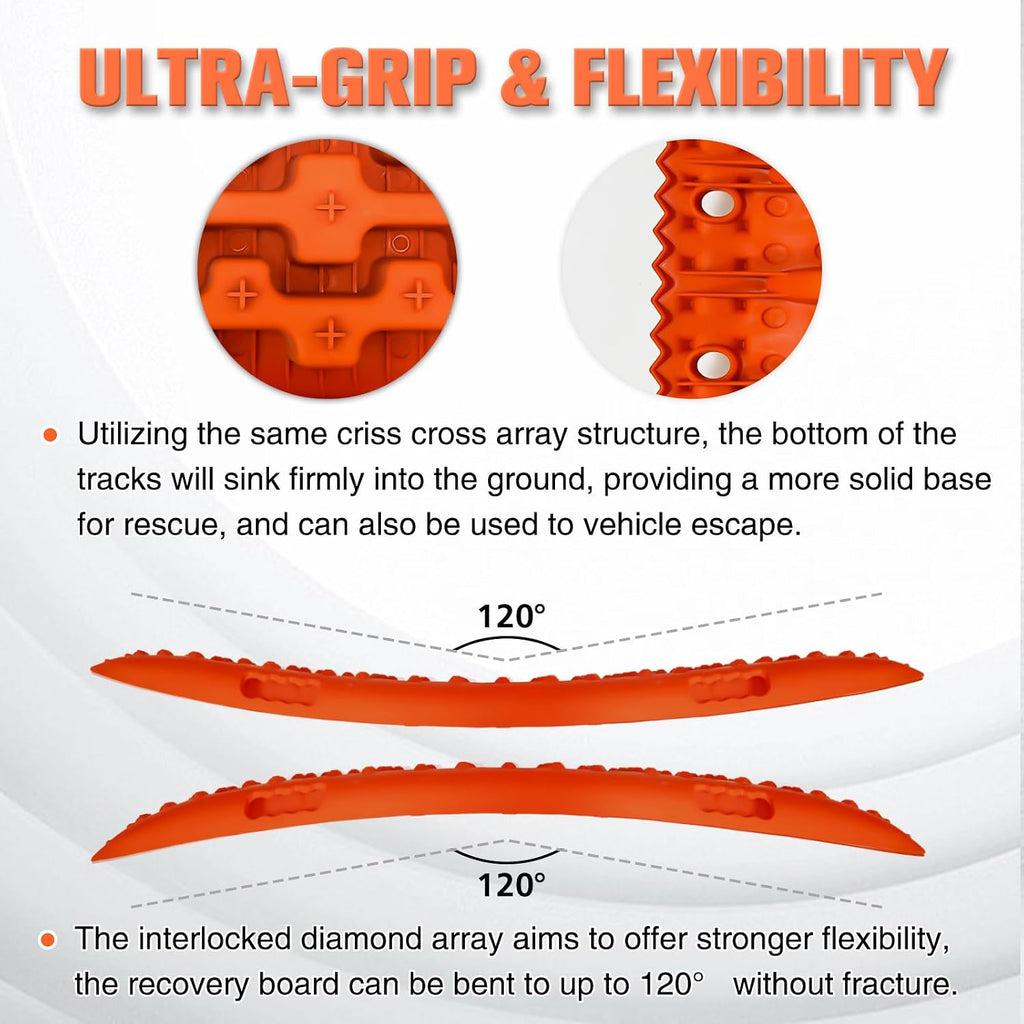 Off-Road Traction Boards with Jack Base,Pair Recovery Tracks Tire Traction Mats for 4WD Mud,Sand,Snow,Rock Tracks.