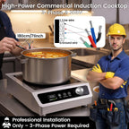 3500W Commercial Induction Cooktop, 208V 3-Phase Induction Burner