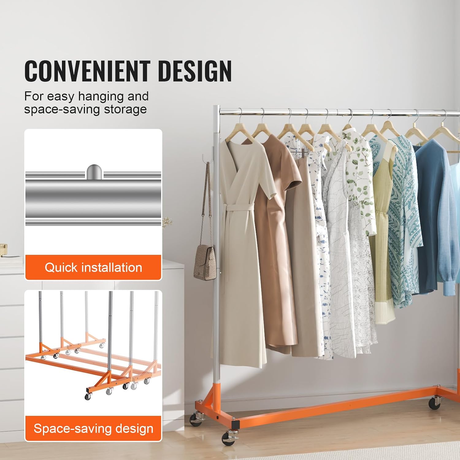 Z Rack, 300 lbs Industrial Grade Z Base Garment Rack, 24" x 63" x 71" Clothes Rack, Sturdy Steel Heavy Duty Clothing