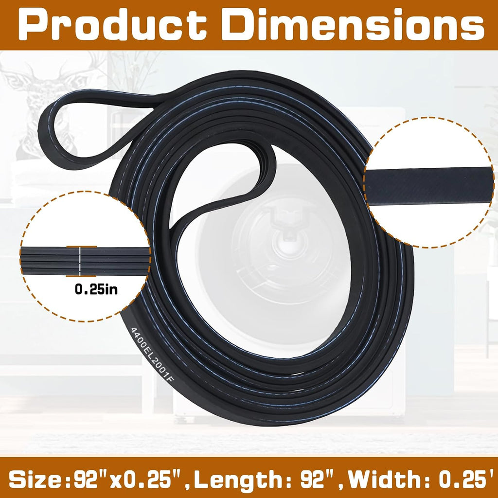 2-Pack Replacement for 4400EL2001F Dryer Drum Belt