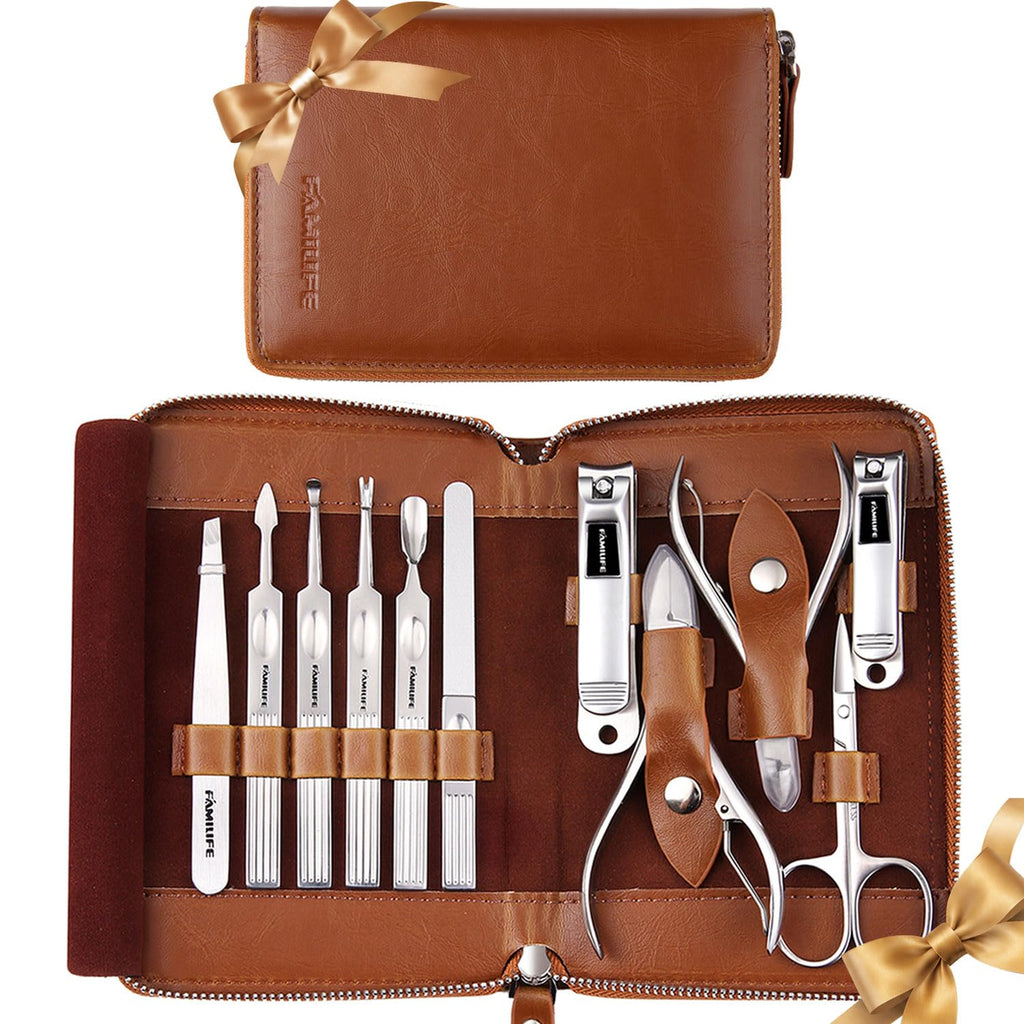 Manicure Set, 11 in 1 Professional Manicure Kit Nail Clippers Set Gifts for Fathers Husband Boyfriend,Stainless Steel