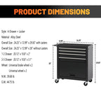 4-Drawer Lockable Rolling Tool Chest, Black