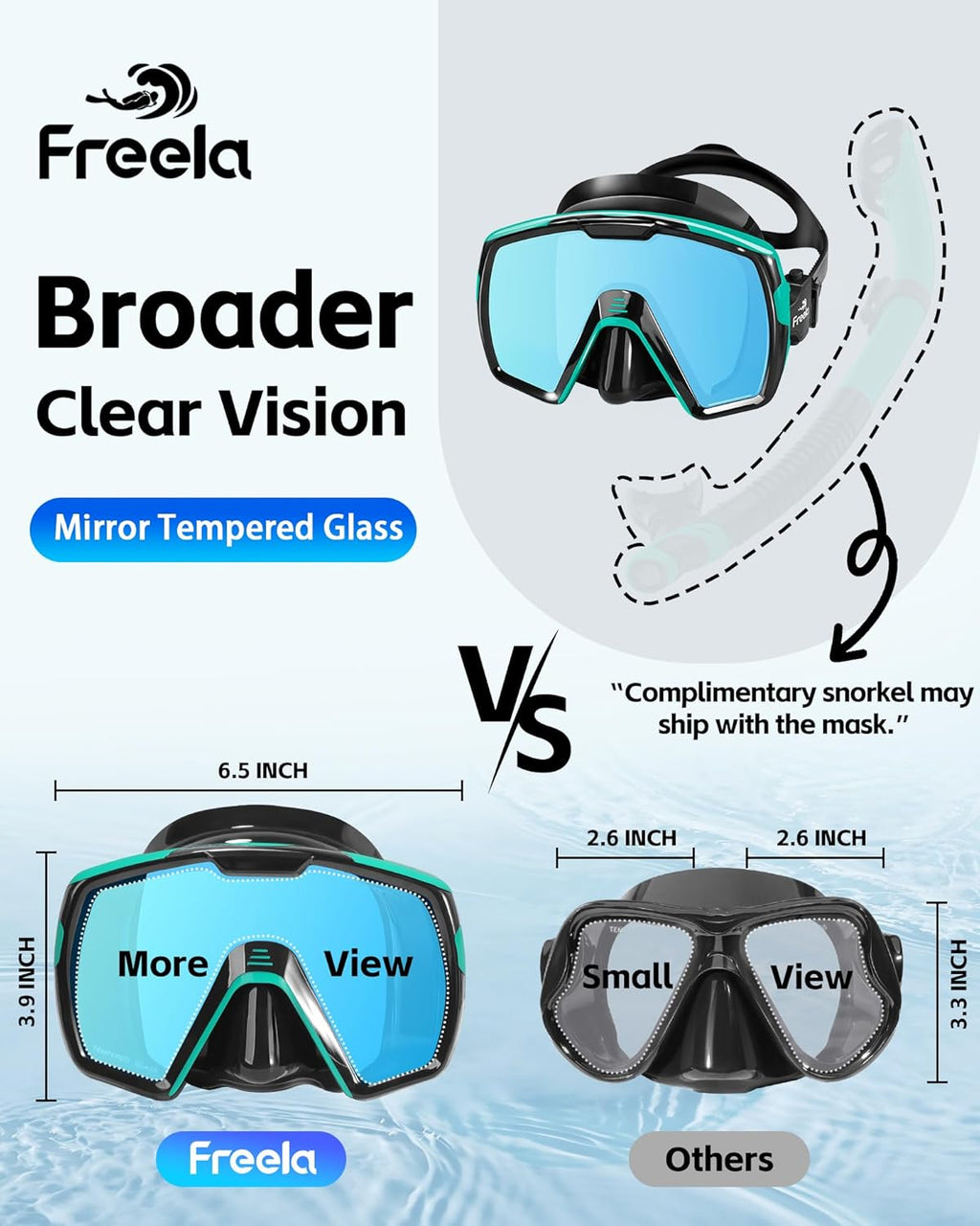 Adult Snorkel Diving Mask with Nose Cover, Tempered Glass Anti Fog Waterproof 180° Panoramic Wide View Scuba Free