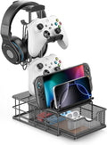 Headphone Stand with Drawer - Headset & Controller Holder for Desk - Aluminum Supporting Bar Earphone Stand with