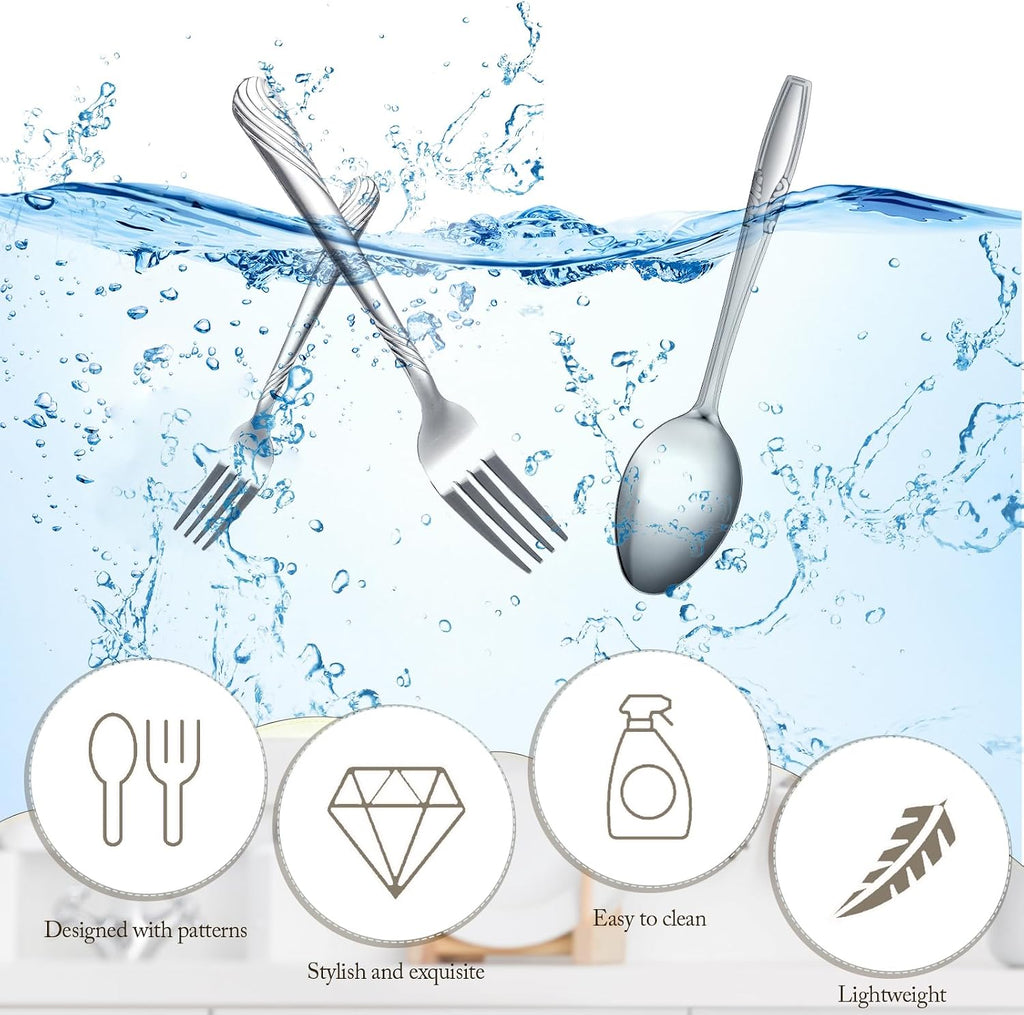 200 Pieces Forks and Spoons Silverware Set Stainless Steel Dinner