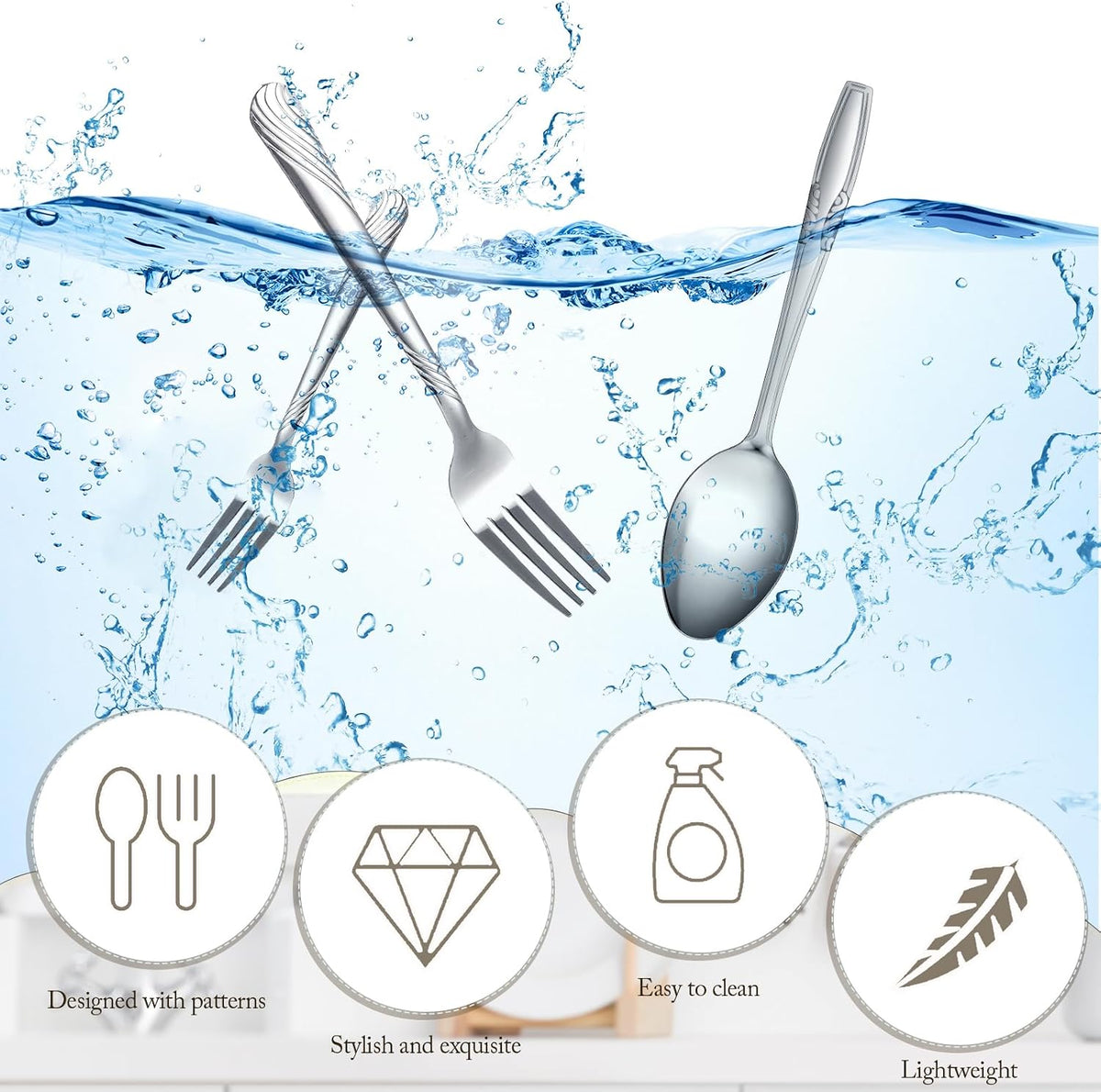 200 Pieces Forks and Spoons Silverware Set Stainless Steel Dinner