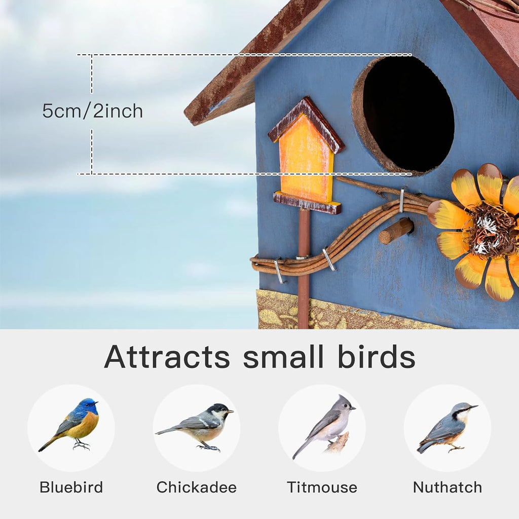 Bird Houses for Outside Clearance, Hanging Birdhouses for Outdoors, Garden Wooden Blue Bird Houses for Outdoors, Bird