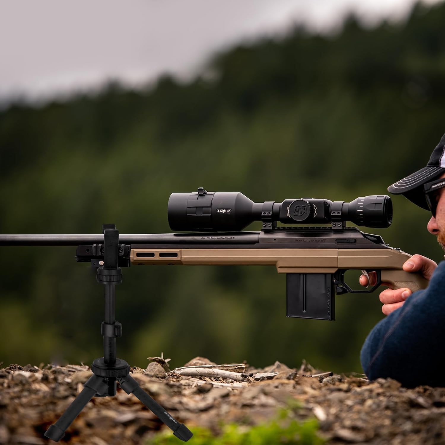 Tripod Shooting Stick Rifle Table Shooting Rest, for Range Practice | Portable, Adjustable Height, Compact Aluminum