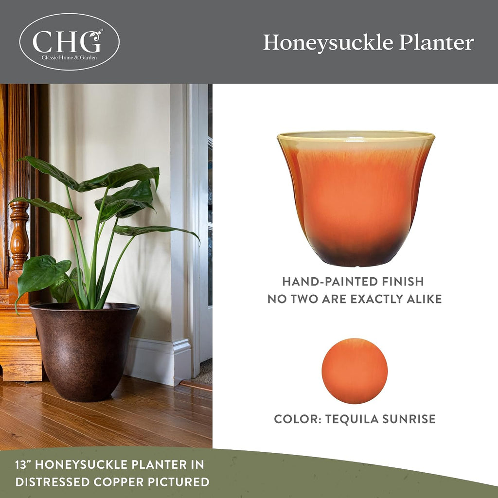 Classic Home and Garden Honeysuckle Resin Planters - Lightweight Indoor & Outdoor Plant Pots - UV-Resistant Plastic