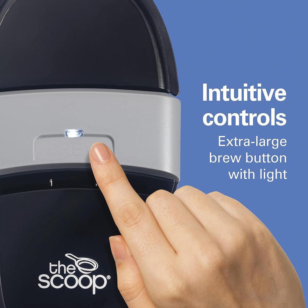 The Scoop Single Serve Coffee Maker & Fast Grounds Brewer for 8-14oz. Cups, Brews in Minutes, Black (47620), Next Gen
