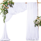 2 Panels Wedding Arch Draping Fabric White Sheer Drapes