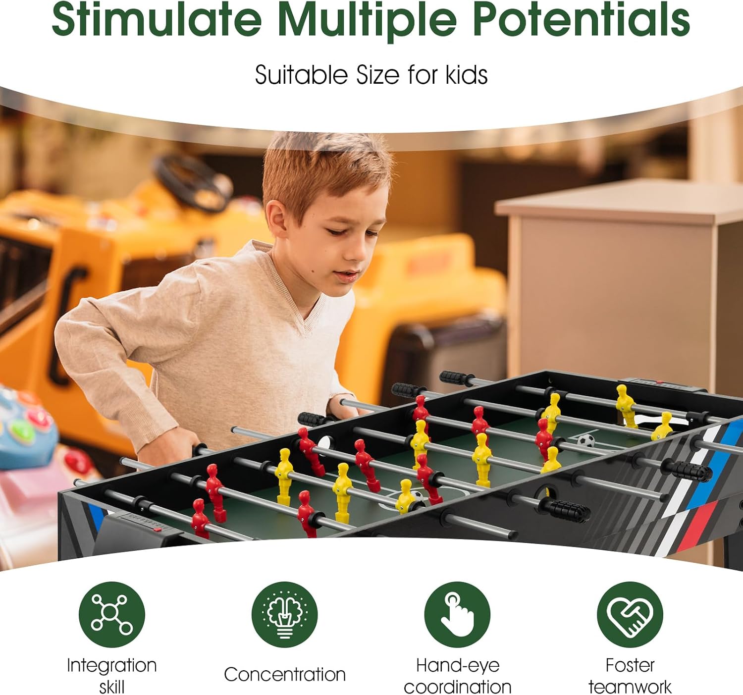 10-in-1 Multi Game Table, Combo Game Table Set w/Hockey, Foosball Pool Ping-Pong Chess Cards Checkers Bowling