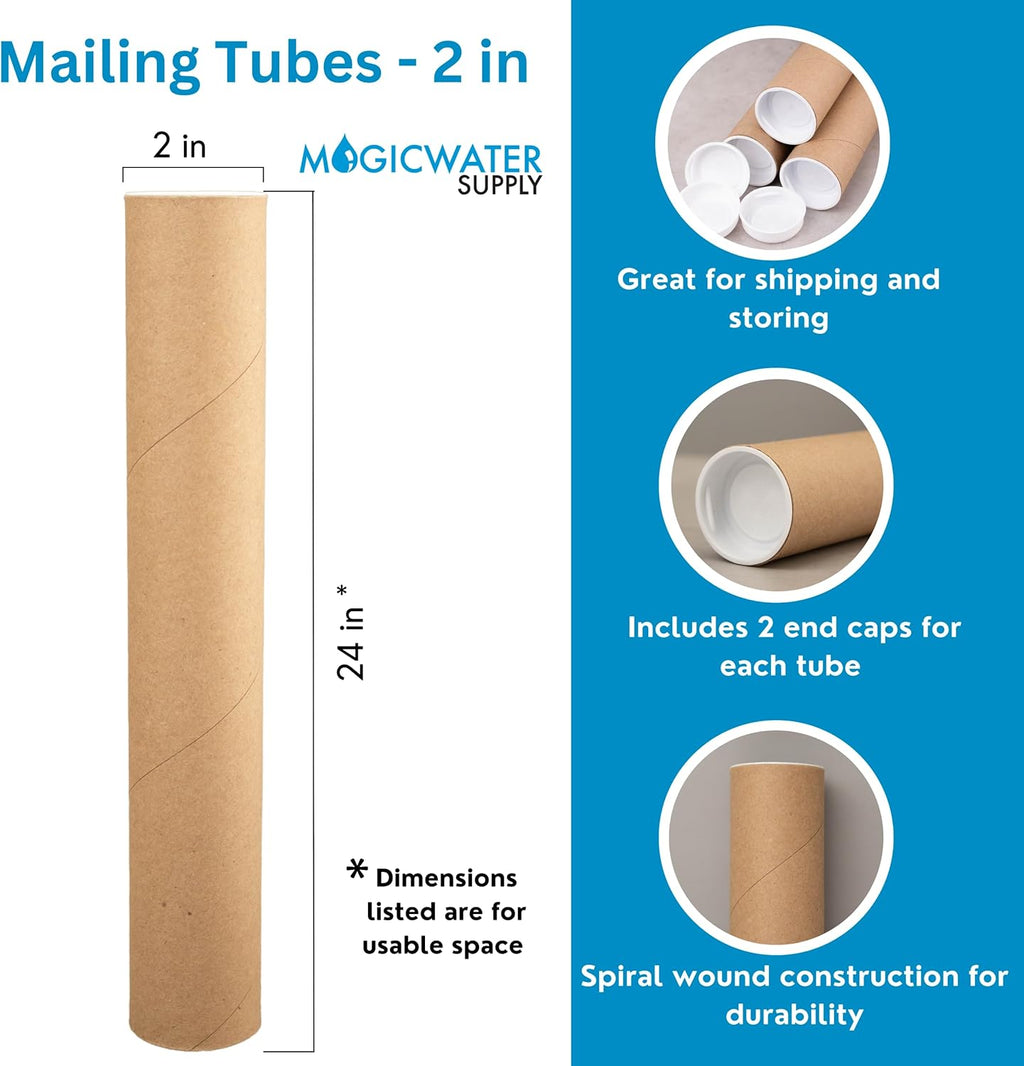 2 x 24 Inch Kraft Mailing Tubes with End Cap - 2 Pack