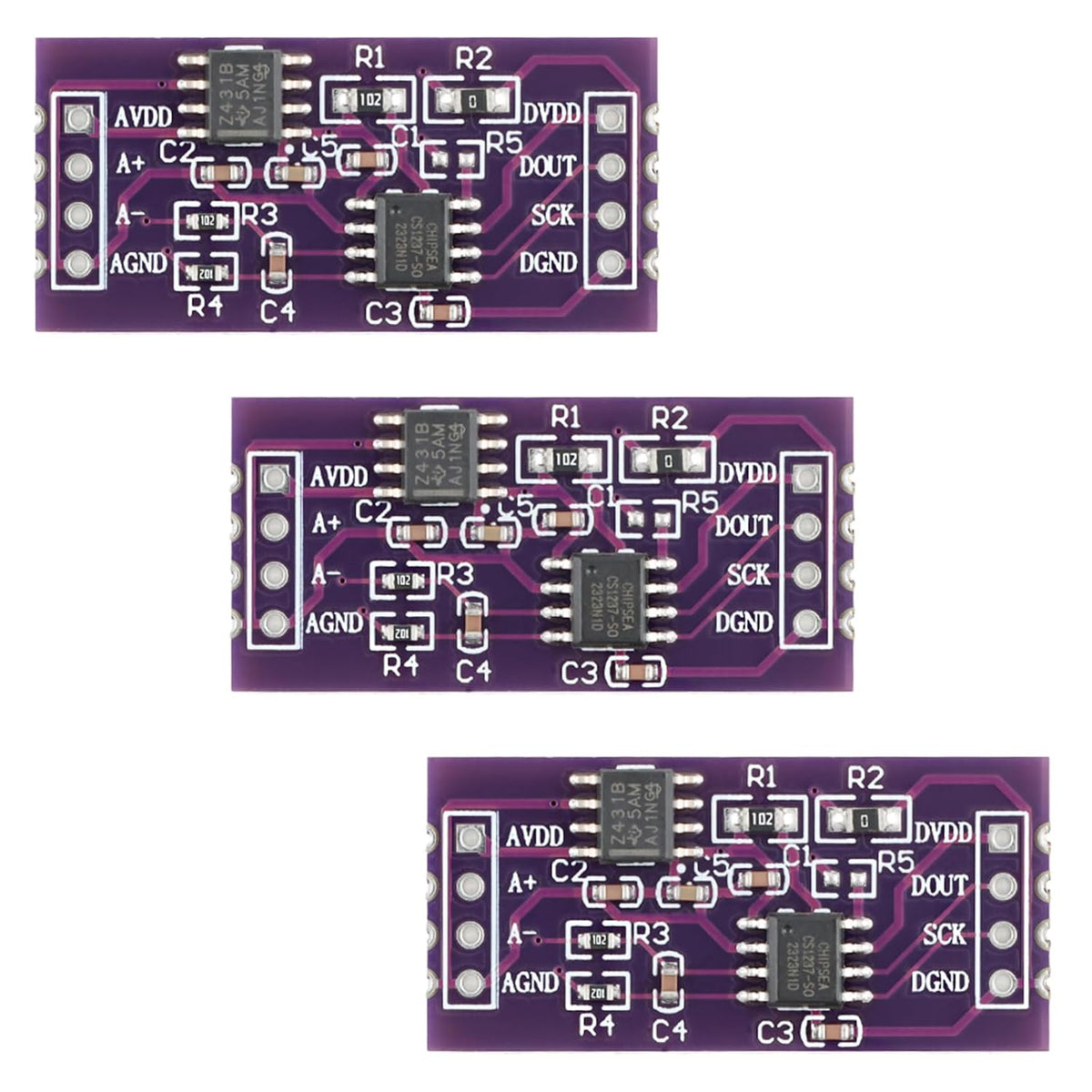 3pcs CS1237 24-bit ADC Module for Load Cell with TL431 Reference