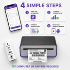 4x6 Thermal Label Printer - Bluetooth, Wireless, 2 Extra Label Rolls