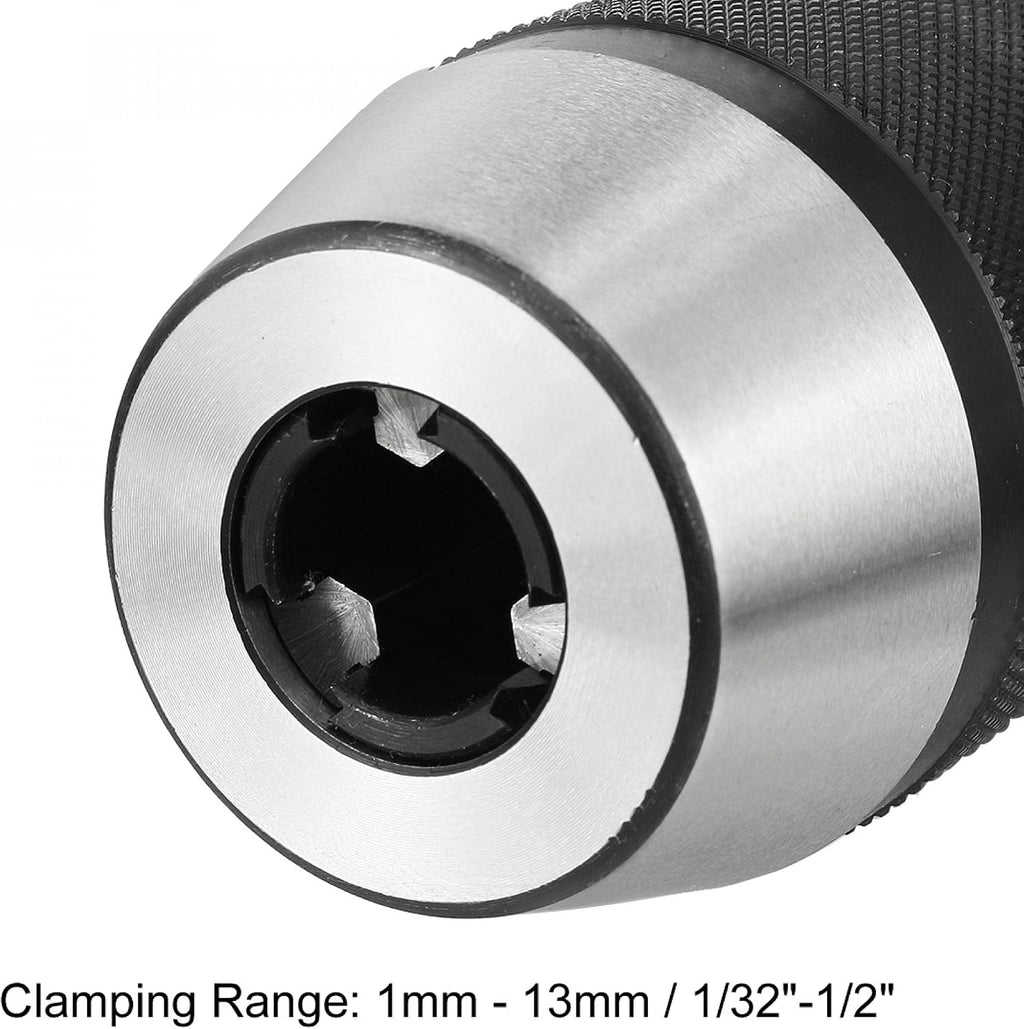 uxcell Keyless Drill Chuck MT2 Morse Taper Mount Adjustable 1/32"-1/2" (1mm-13mm) 3-Jaw for Lathes Milling Drilling Machine