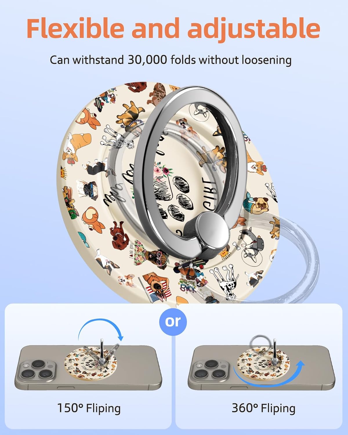 Magnetic Phone Grip - Compatible with MagSafe Phone Grip Ring Stand for iPhone 17/16/15/14/13/12 Series Dogs Dog