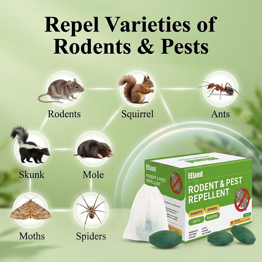 Mouse Rodent Repellent, Repellent Rodent Repellent Balls for Mouse Squirrel Rats Spider Roach Ant, Family & Pet-Safe