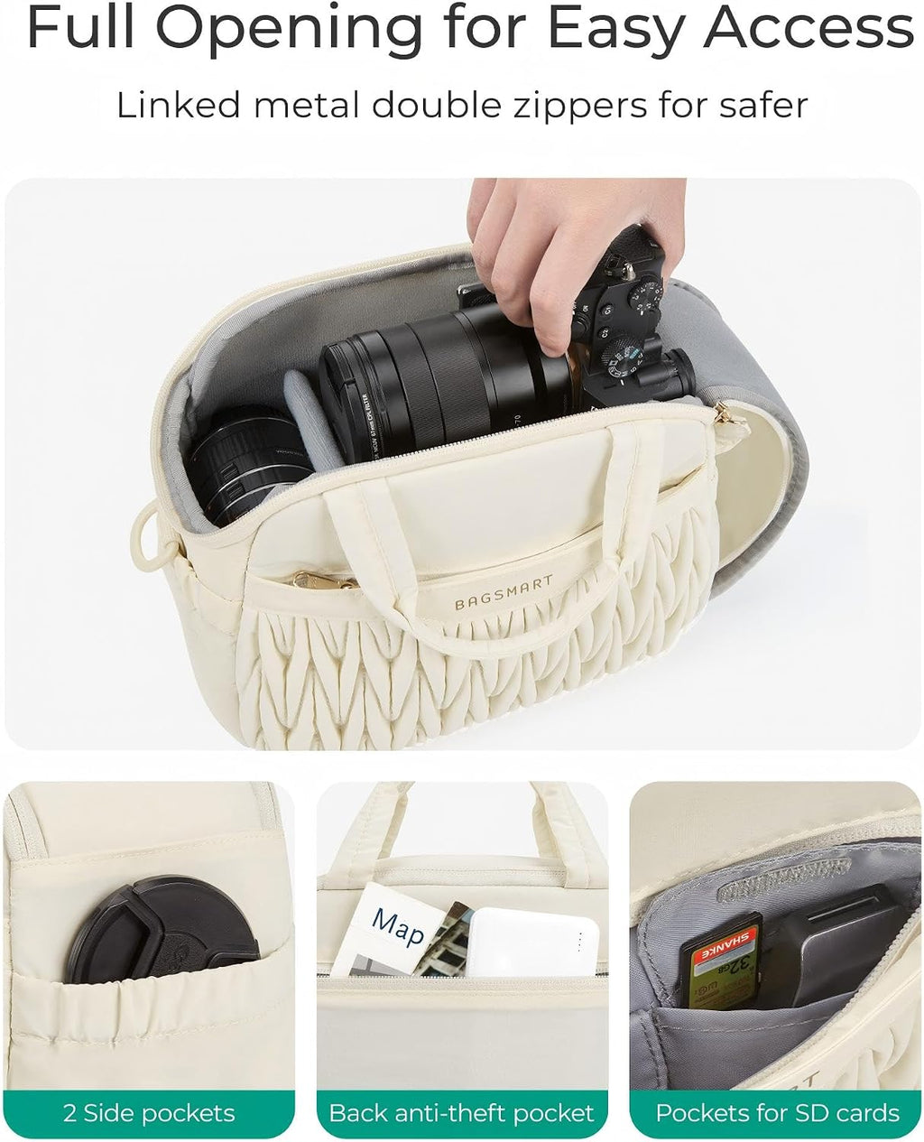 Camera Sling Bag, Portable Small Camera Bags for Photographers with Tripod Holder, Waterproof DSLR/SLR/Cute Camera