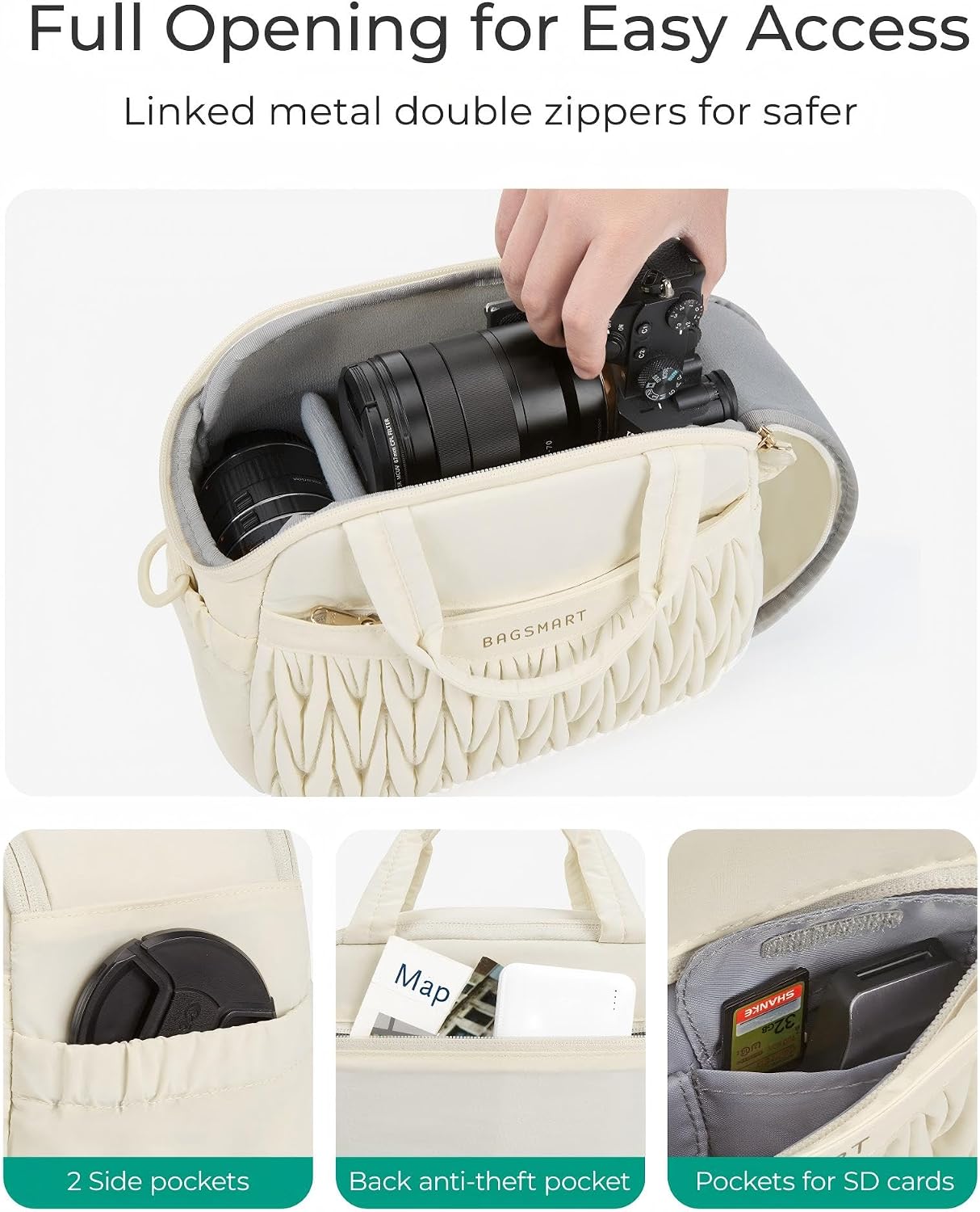 Camera Sling Bag, Portable Small Camera Bags for Photographers with Tripod Holder, Waterproof DSLR/SLR/Cute Camera