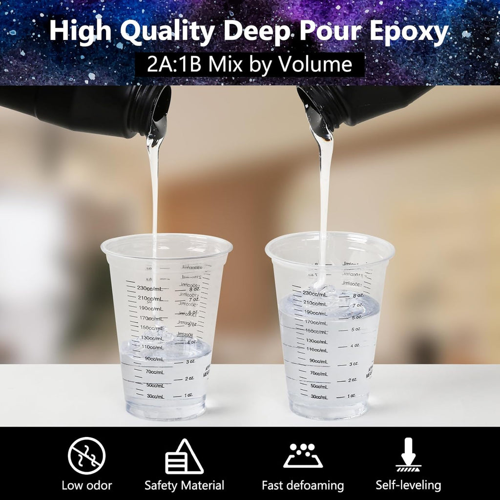 Deep Pour Epoxy Resin Kit, 96OZ 2:1 Bubble Free Crystal Clear | 2:1 , low odor, crystal clear, for 2-4" deep pours