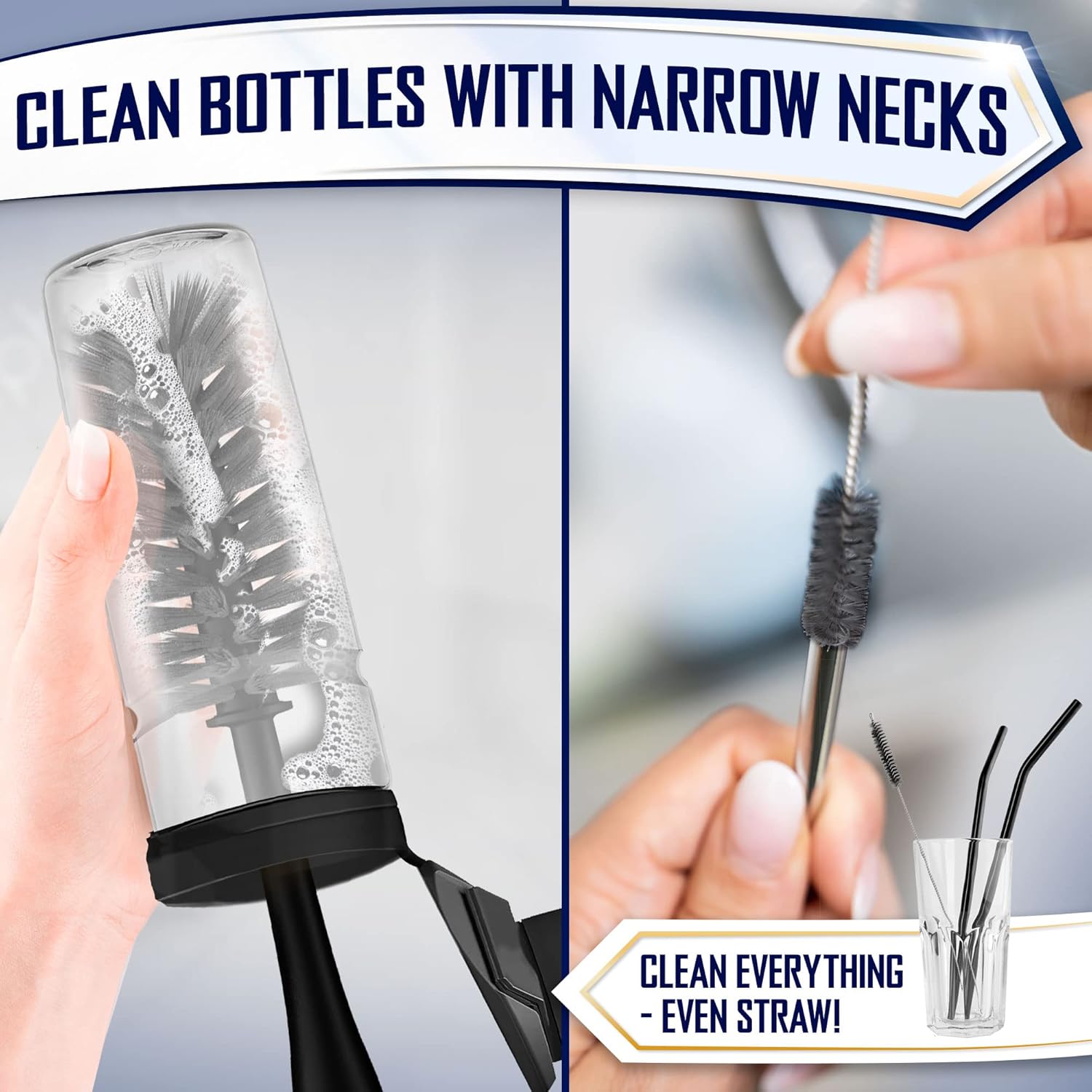 Dish Brush Set of 4 - Kitchen Scrub Brushes with Non-Slip Long Handle for Cleaning, Scrubber, Dishwashing, Dishes