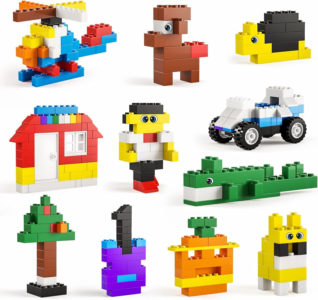Building Blocks Set with Storage Box and Lid Baseplate: 568 Pieces Classic Bricks Compatible with Major Brands