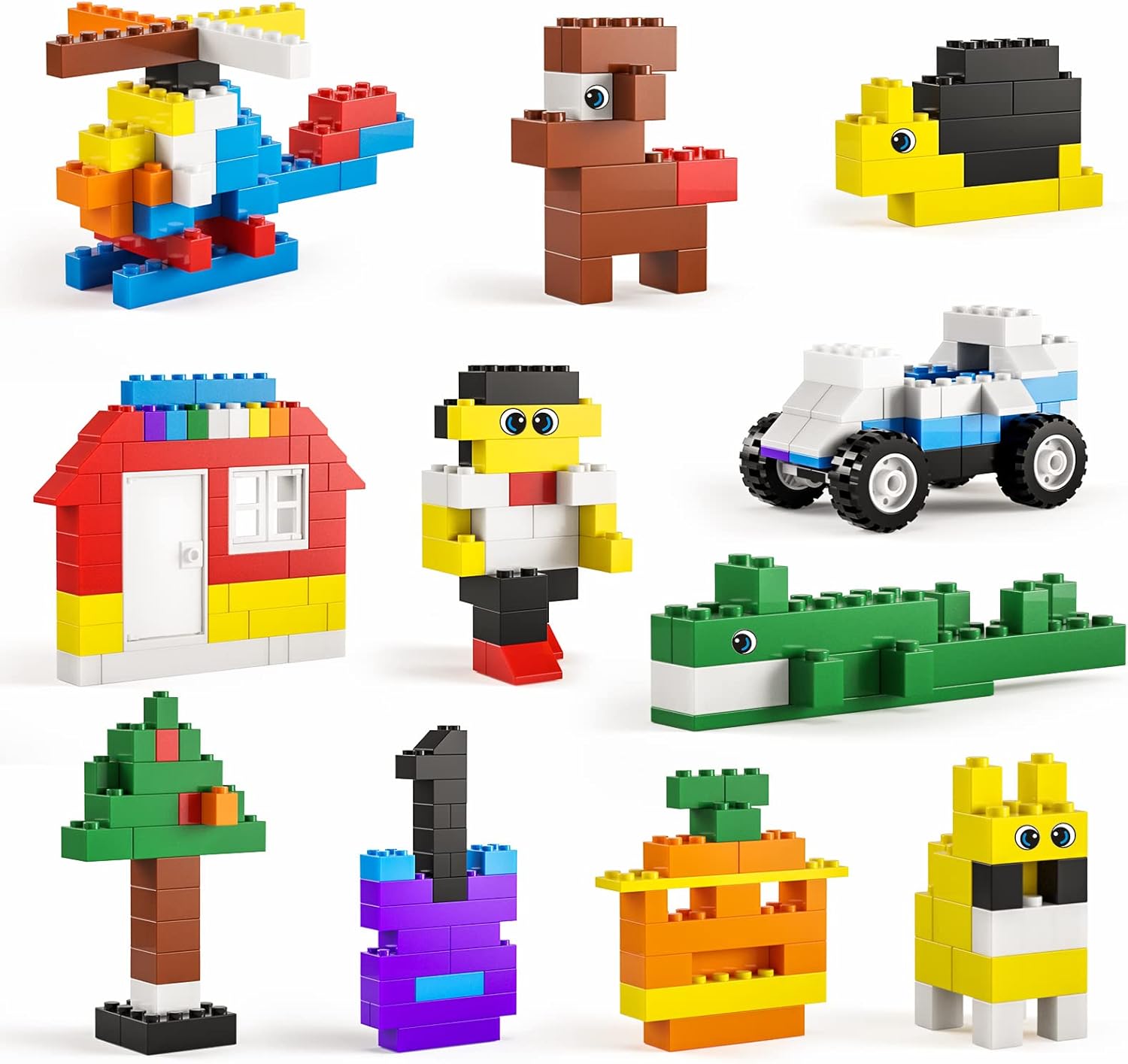 Building Blocks Set with Storage Box and Lid Baseplate: 568 Pieces Classic Bricks Compatible with Major Brands