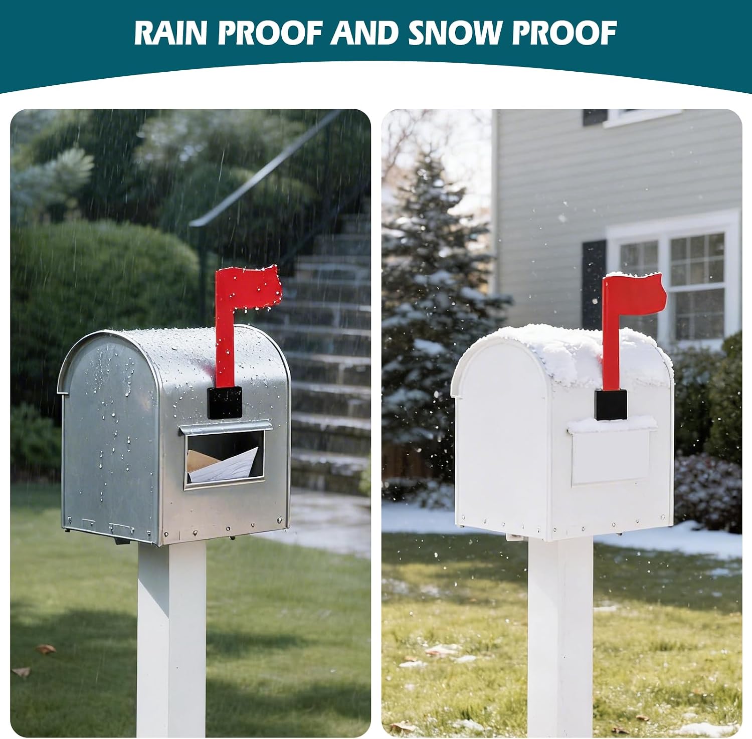 Universal Mailbox Flag Replacement Kit for Post Mount & Wall Mount Mailboxes, Easy-Install, Weather-Proof & Tool-Free