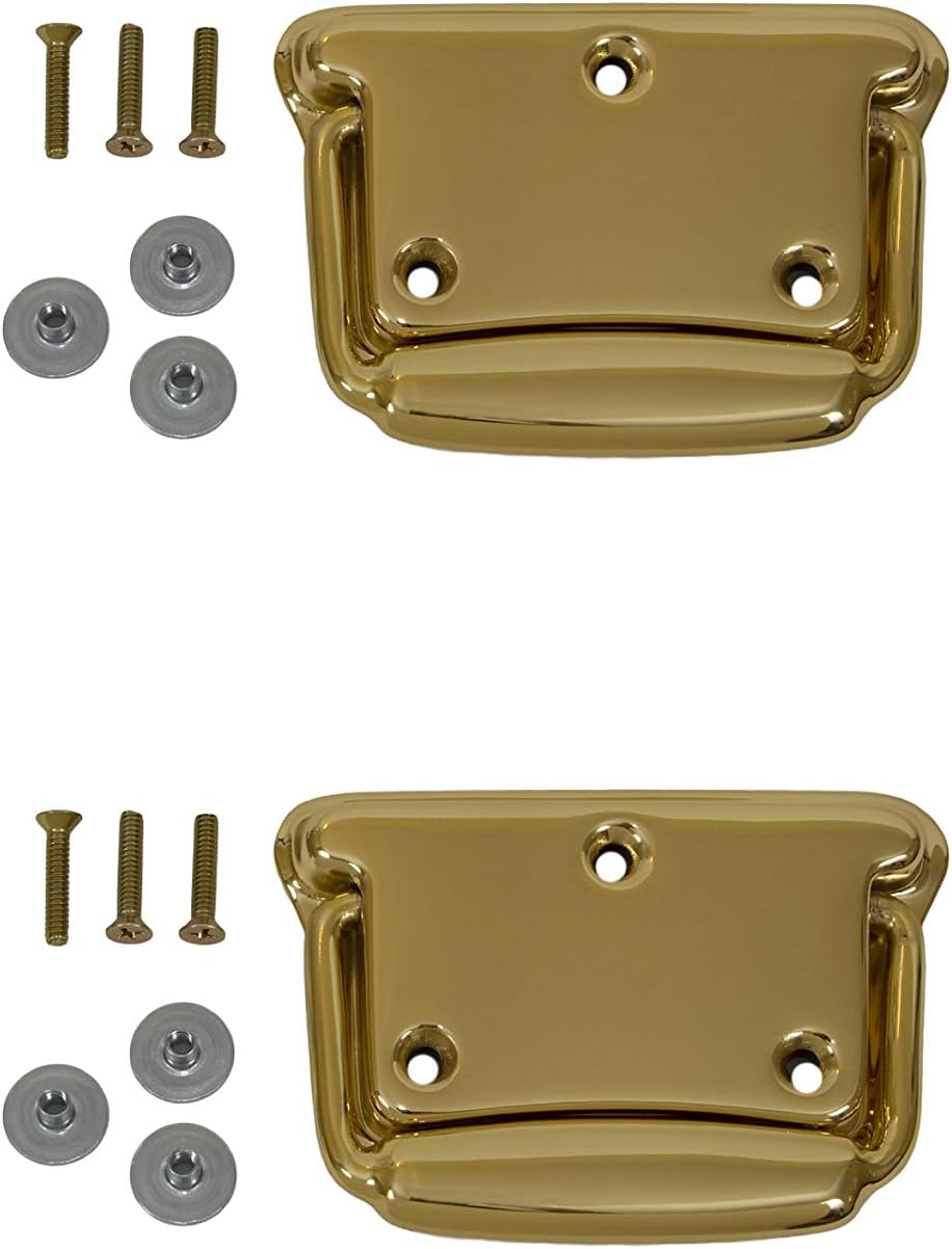 Polished Solid Brass Spring Loaded Handle Set - Chest Box and Tack Trunks (Brass)