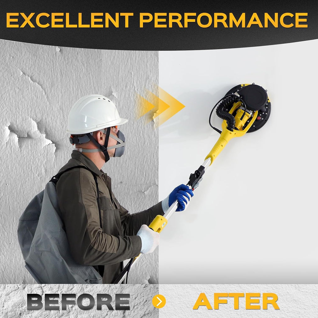 Drywall Sander Tool, KUPERIA 8.5 Amp Popcorn Ceiling Removal Tool, Yellow | 7 Variable Speed 800-1800RPM, Electric