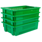 Hudson Exchange 20 x 13 x 5.6" (4 Pack, 4.5 Gallon) Agricultural Nest and Stack Vented Crate Handled Storage