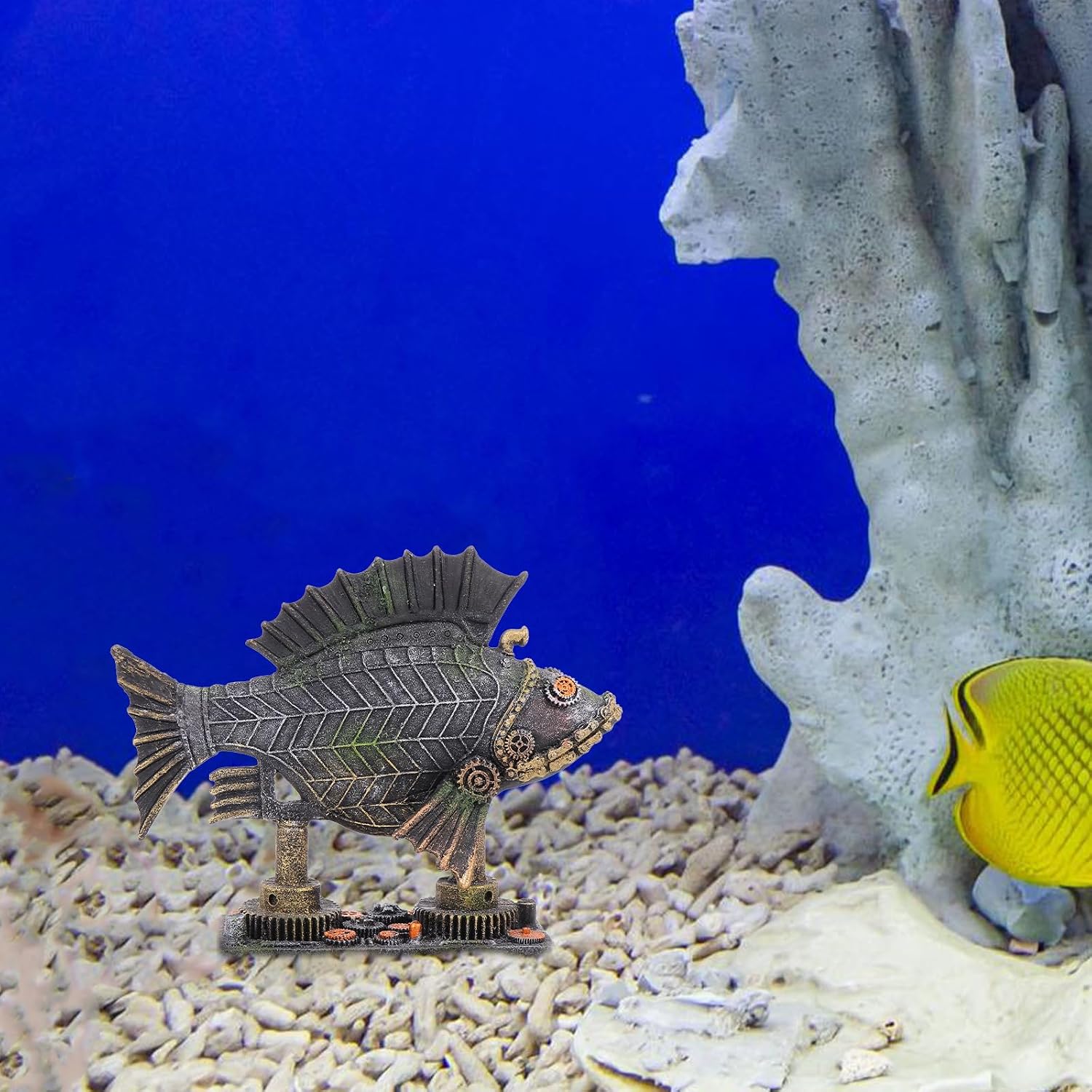 Aquarium Decoration - Steampunk Fish Decor for Fish Tank, Resin Machine Halloween Fish Tank Decoration, Beta Fish