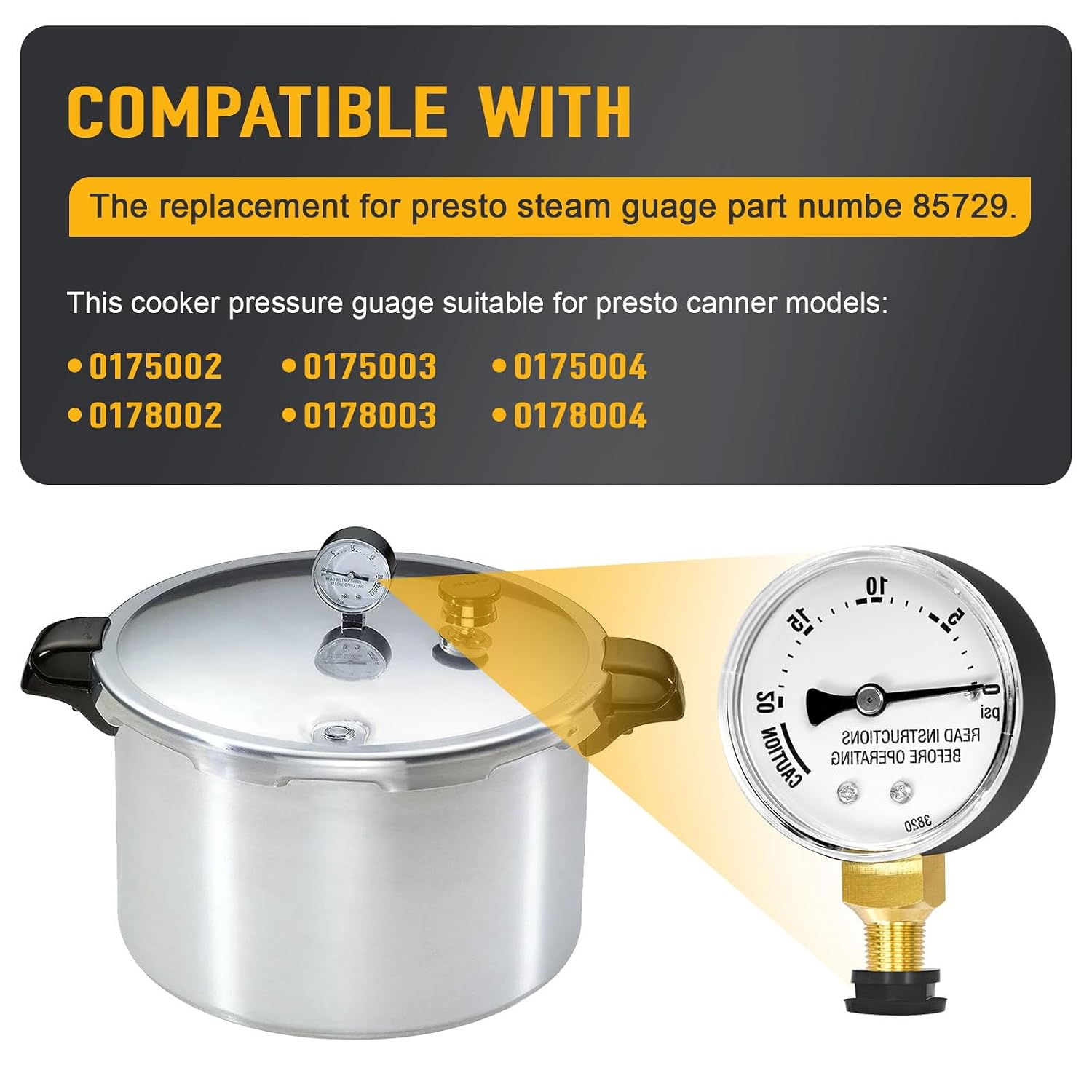 85729 Pressure Canner Steam Gauge Replacement for Presto