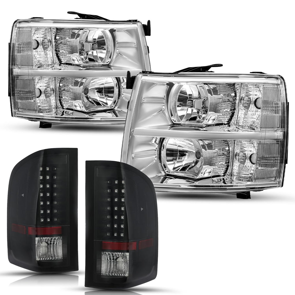 Fits for 07-13 Chevy Silverado Headlight & LED Tail Light Assembly