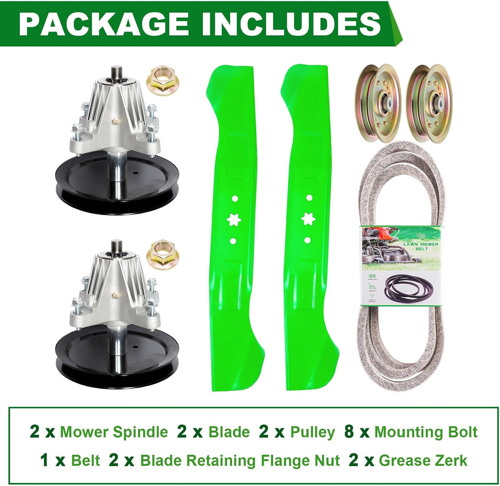 46 Inch 618-04865 Mower Deck Rebuild Kit Fit for Cub Cadet LTX1045 LTX1046 Craftsman MTD LT2000 LT2200 Troy Bilt Horse XP 2 Spindles 918-04865 2 Idlers 753-08171 2 Blades 942-04244 1 Belt 954-04219