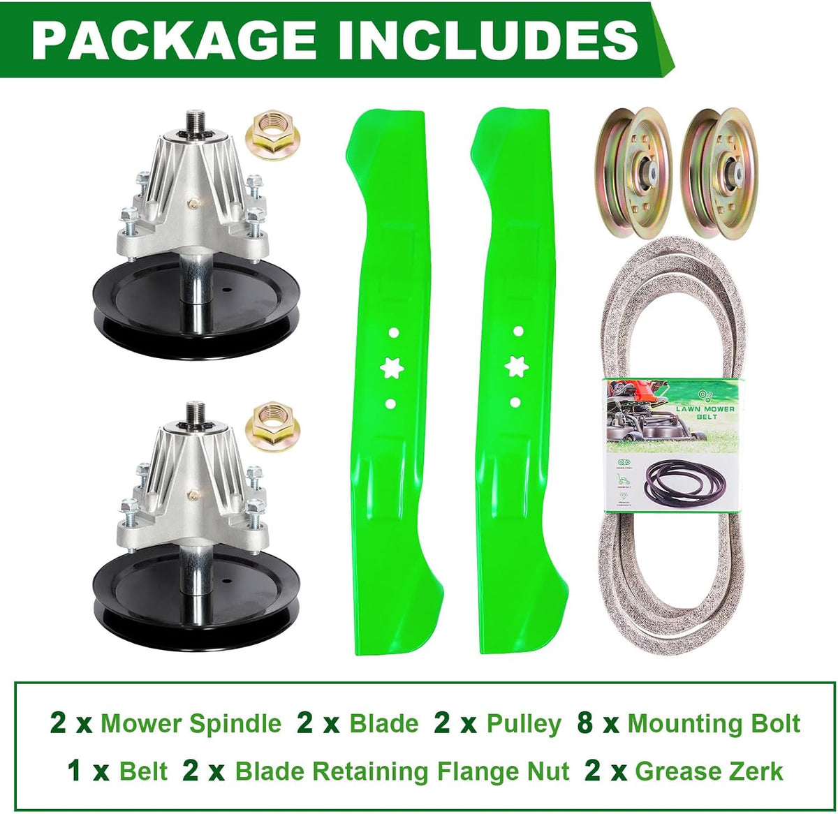 46 Inch 618-04865 Mower Deck Rebuild Kit Fit for Cub Cadet LTX1045 LTX1046 Craftsman MTD LT2000 LT2200 Troy Bilt Horse XP 2 Spindles 918-04865 2 Idlers 753-08171 2 Blades 942-04244 1 Belt 954-04219