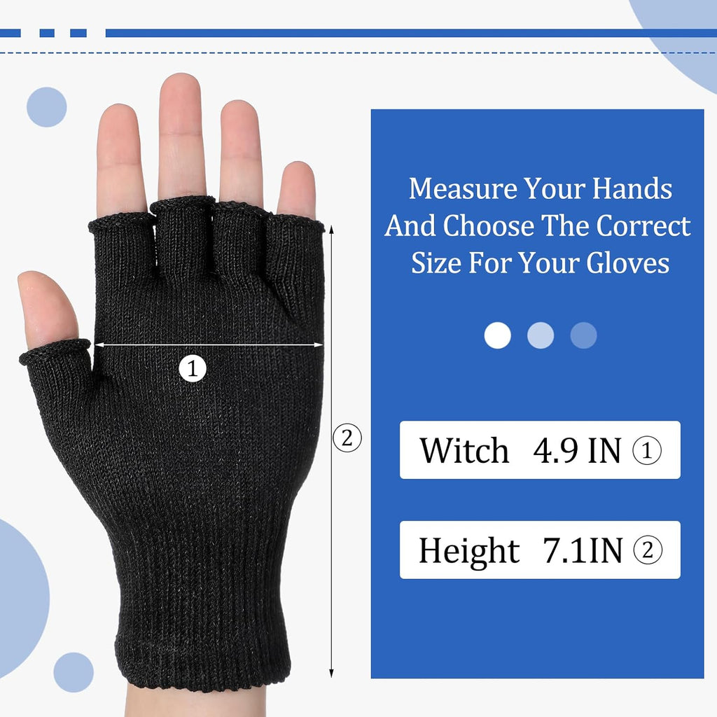 2 Pair Cut Resistant Fingerless Work Gloves, Black