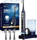 Electric Toothbrush with Water Flosser, Upgraded 2.0 Flossing Toothbrush with 5 Speeds & 3 Modes, 30 Days/Charge, for