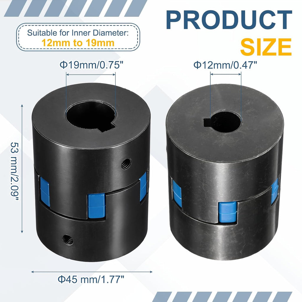 MECCANIXITY L075 Flexible Shaft Coupling 1/2" to 3/4" Bore Coupler Set