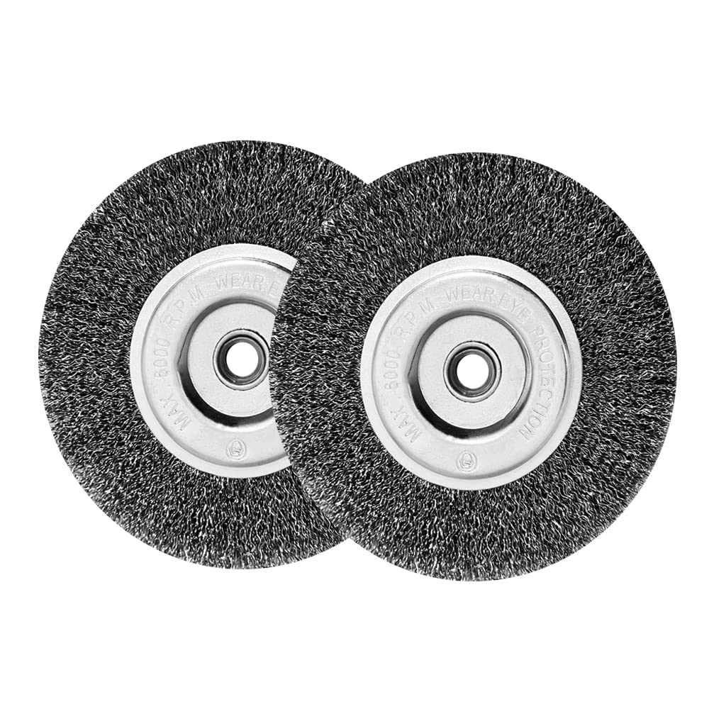 6in Wire Wheel Brush for Bench Grinder, Coarse Crimped Steel-2pcs