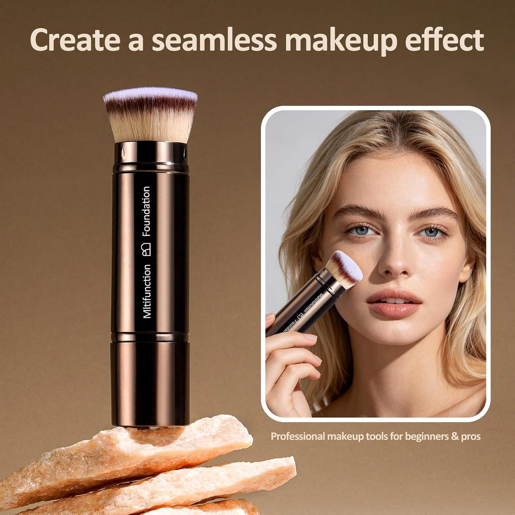 Double-Ended Telescopic Travel Foundation Brush