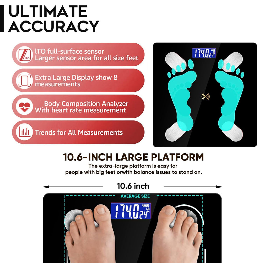 Digital Simple Bathroom Scale, Home Practical Body Fat Scale with Led Display, Body Composition Analyzer with