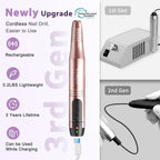 C20 Cordless Nail Drill Electric File, All-in-One Kit, Gold