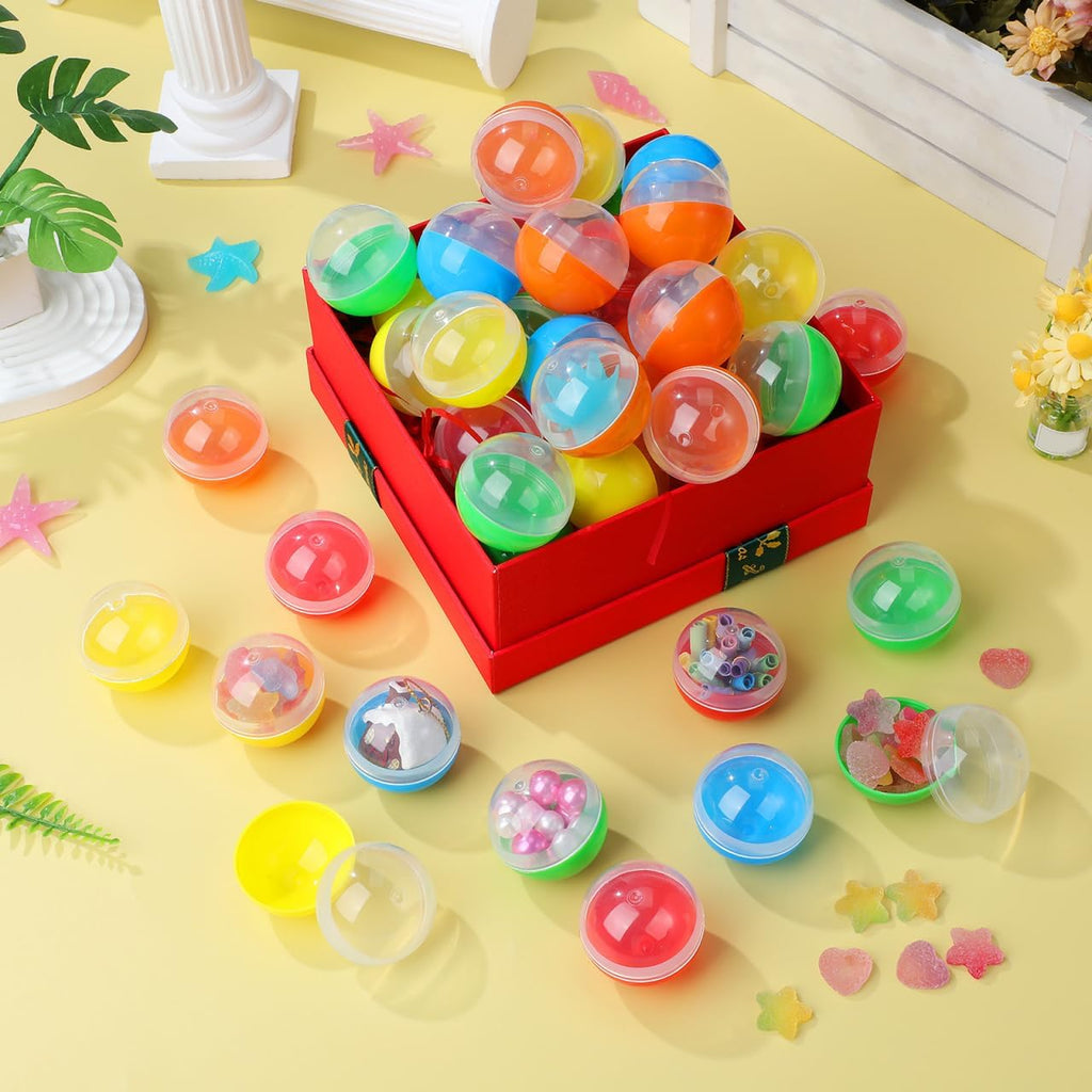 Vending Machine Capsules Balls, 1.5Inch Empty Gumball Machine Plastic Capsules Refillable Craft Balls Party Prize